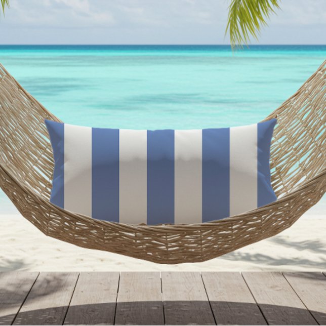 Coussin D'extérieur Rayures de store bleu barbeau et blanc (Créateur téléchargé)