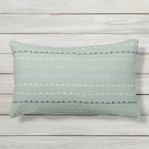 Coussin D'extérieur Rayures fantaisistes modernes Navy Pastel Vert mou