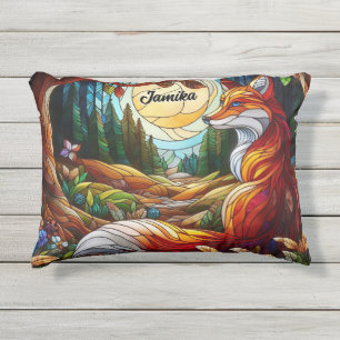 Coussin D'extérieur Renard rouge et soleil et forêt