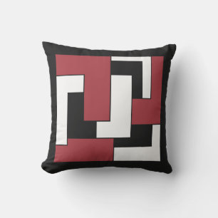 Coussin D'extérieur Rétro abrégé sur blanc noir rouge géométrique L