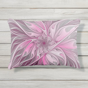 Coussin D'extérieur Rêve de fleur rose fractal, Motif d'Imaginaire flo