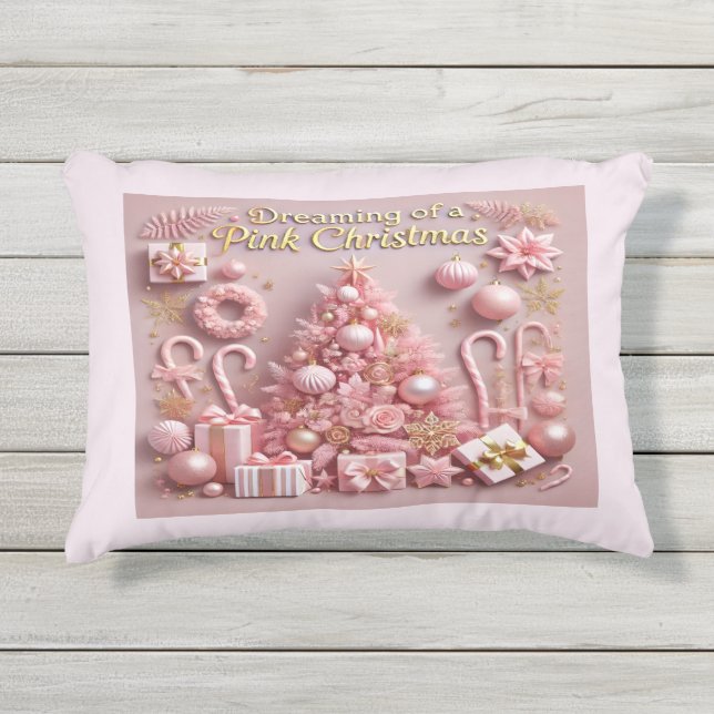 Coussin D'extérieur Rêver d'un Noël rose  (Devant)