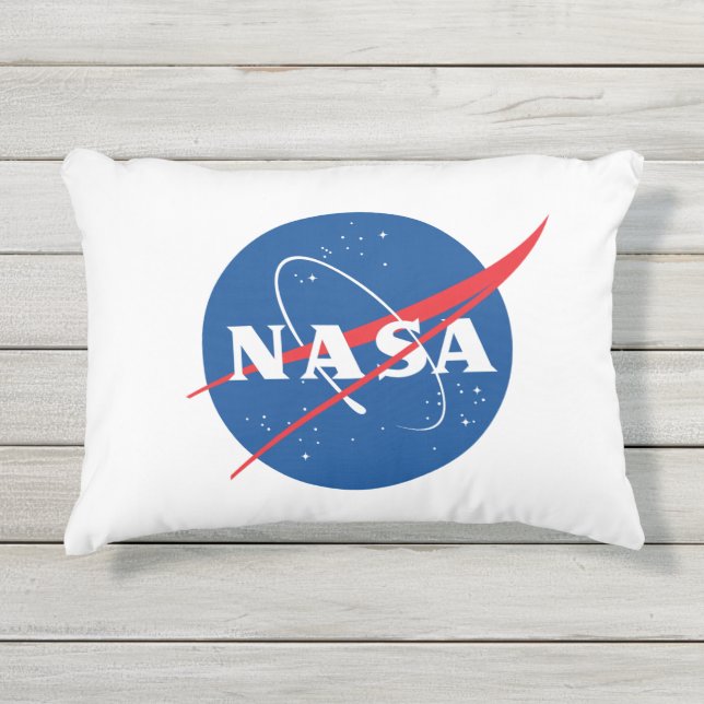 Coussin D'extérieur Rocket blanc Iconique de la NASA 12 po x 16 po (Devant)