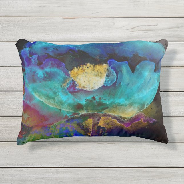 Coussin D'extérieur Romantique élégant tableau turquoise floral aquare (Devant)