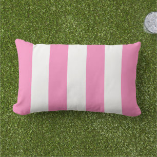Coussin D'extérieur Rose Bubble Gum Blanc Larges Rayures de Cabanon