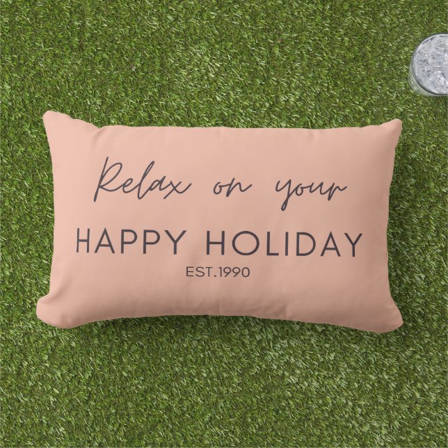 Coussin D'extérieur Rose solide mignon avec texte de script Relaxant e (Herbe)