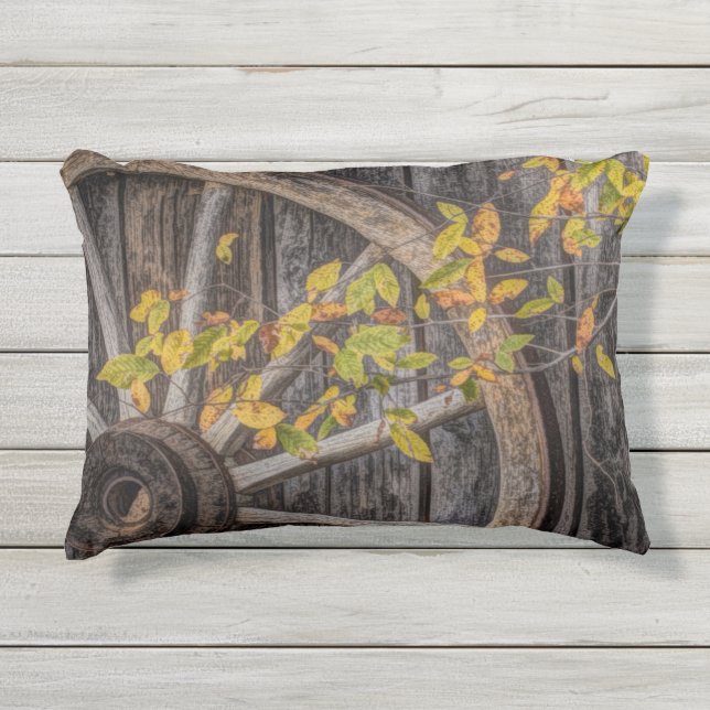 Coussin D'extérieur Roue en Wagon Rustique Campagne (Devant)