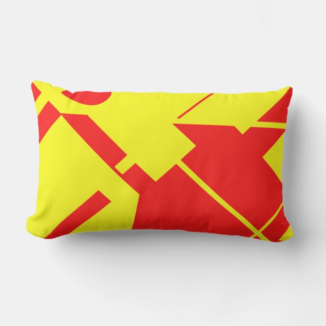 Coussin D'extérieur Rouge clair Jaune géométrique Design d'art Abstrai (Recto)