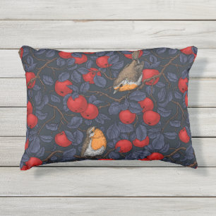 Coussin D'extérieur Rouge-gorges dans le pommier/bleu et rouge