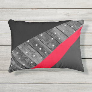 Coussin D'extérieur Rouge gris noir et massifs en bois