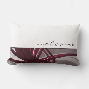Coussin D'extérieur Rubans Abstraits gris et bordeaux   Blanc   Bienve