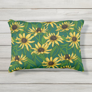Coussin D'extérieur Rudbekia jaune sur vert foncé