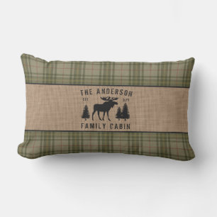 Coussin D'extérieur Russe Cabine de famille Moose Pine Green Plaid Bur