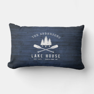 Coussin D'extérieur Rustic Lake House Oars Trees Blue Wood Print Patio