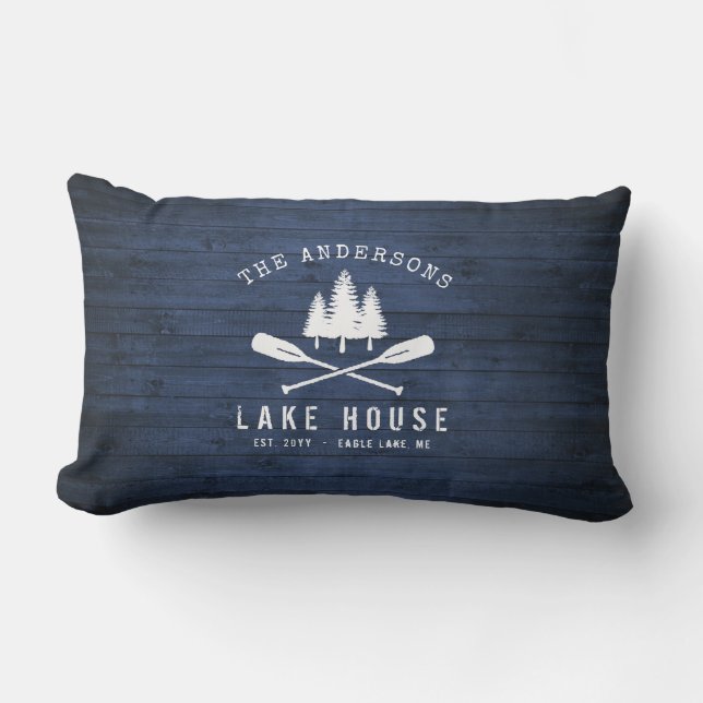 Coussin D'extérieur Rustic Lake House Oars Trees Blue Wood Print Patio (Recto)