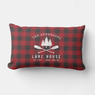 Coussin D'extérieur Rustique Country Lake House Tree Red Buffalo Plaid