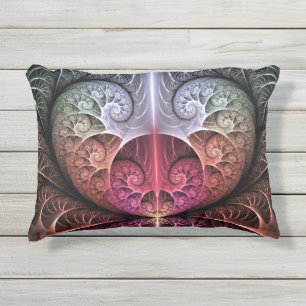 Coussin D'extérieur Rythme cardiaque, art fractal surréaliste abstrait