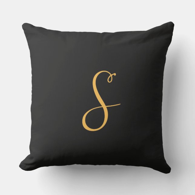 Coussin D'extérieur S or sur monogramme noir (Recto)