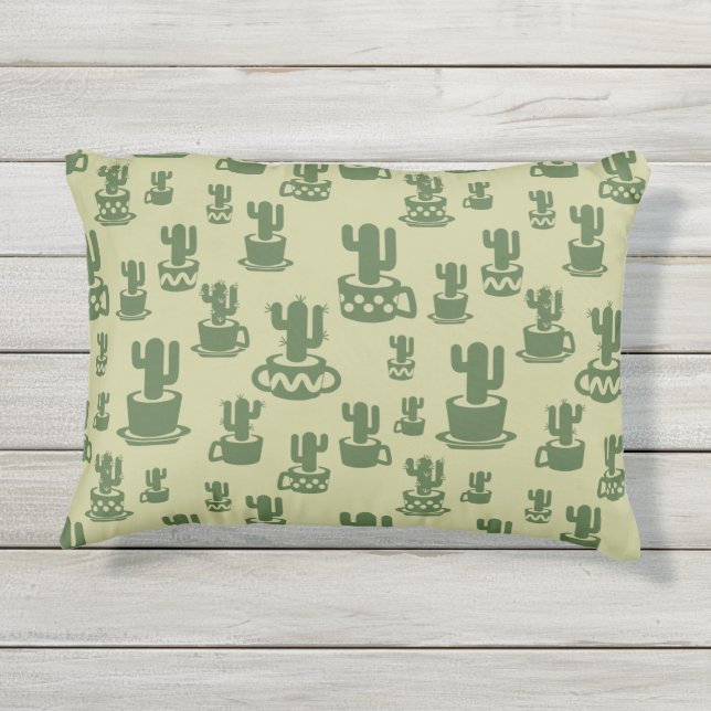 Coussin D'extérieur Silhouette de cactus succulent en tasses et pots (Dos)