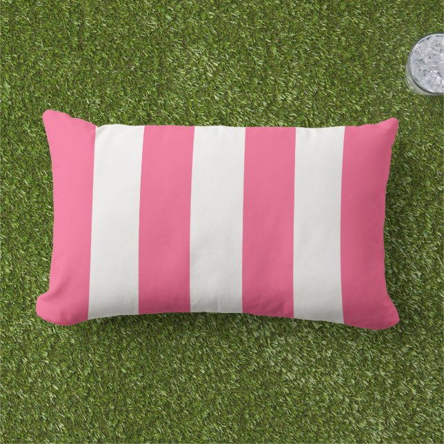 Coussin D'extérieur Simple Classique Bright Pink Cabana Stripes (Herbe)