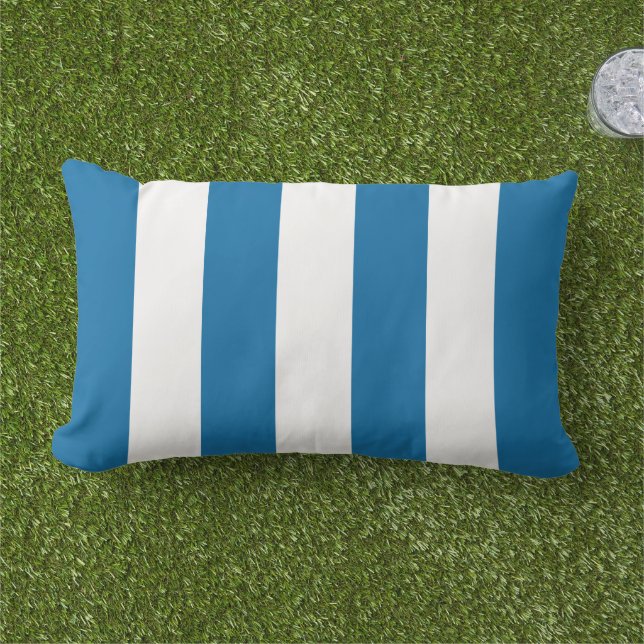 Coussin D'extérieur Simple Classique Cobalt Blue Cabana Stripes (Herbe)