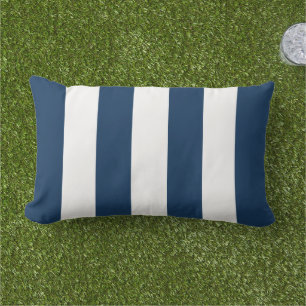Coussin D'extérieur Simple classique Marine Bleu Cabana Stripes