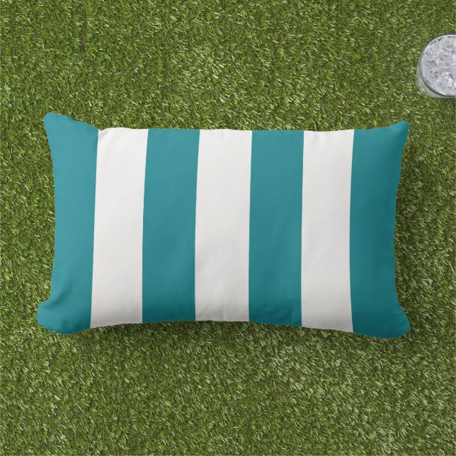 Coussin D'extérieur Simple Classique Turquoise Bleu Bleu Bleu Blancs (Herbe)