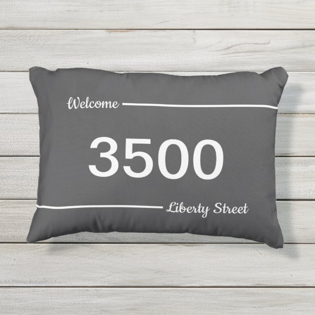 Coussin D'extérieur Simple Grey et White Street Numéro de la maison d' (Dos)