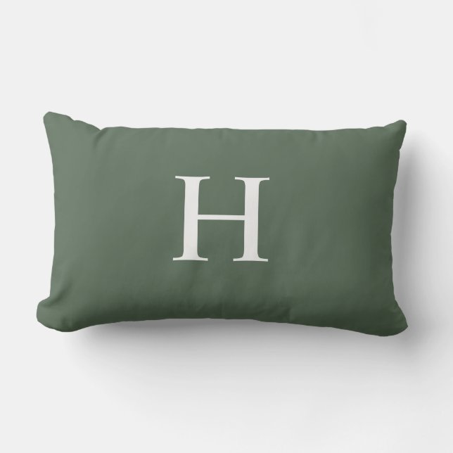 Coussin D'extérieur Simple Moderne Monogramme Vert Poussiéreux (Recto)