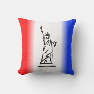 Coussin D'extérieur Statue de la Liberté Rayure Rouge Blanc Bleu
