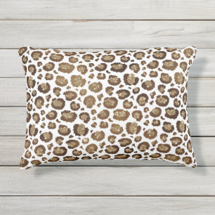 Coussin D'extérieur Taches de léopard Animaux sauvages Paillettes doré