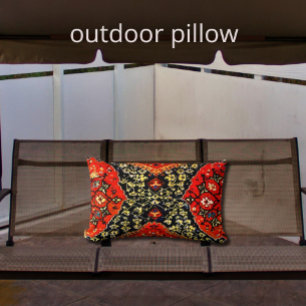 Coussin D'extérieur Tapis oriental en bleu&orange