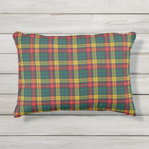 Coussin D'extérieur Tartan Clan Buchanan Vert Rouge Jaune Carreaux