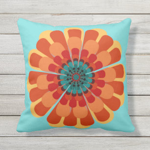 Coussin D'extérieur Terracotta & Fleur Turquoise