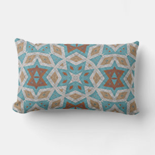 Coussin D'extérieur Terre cuite marron sarcelle bleue Art tribal d'Ori