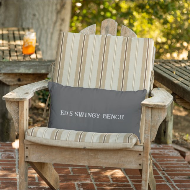 Coussin D'extérieur Texte personnalisé gris foncé rustique (Chaise)