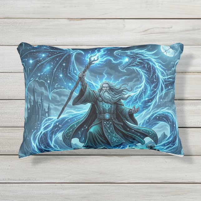 Coussin D'extérieur TOCOCLAWS Magicien Céleste & Dragon Stellaire Éthé (Devant)
