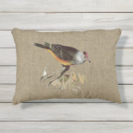 Coussin D'extérieur Toile de jute avec oiseau de patio