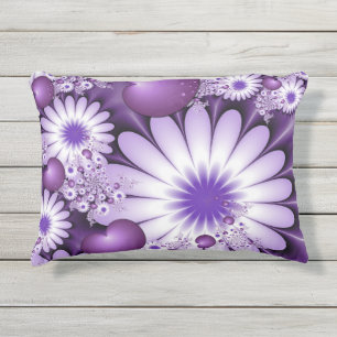 Coussin D'extérieur Tomber dans l'amour Fleurs Abstraites et Coeurs Fr