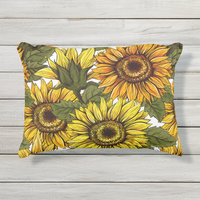 Coussin D'extérieur Tournesol à main (Devant)