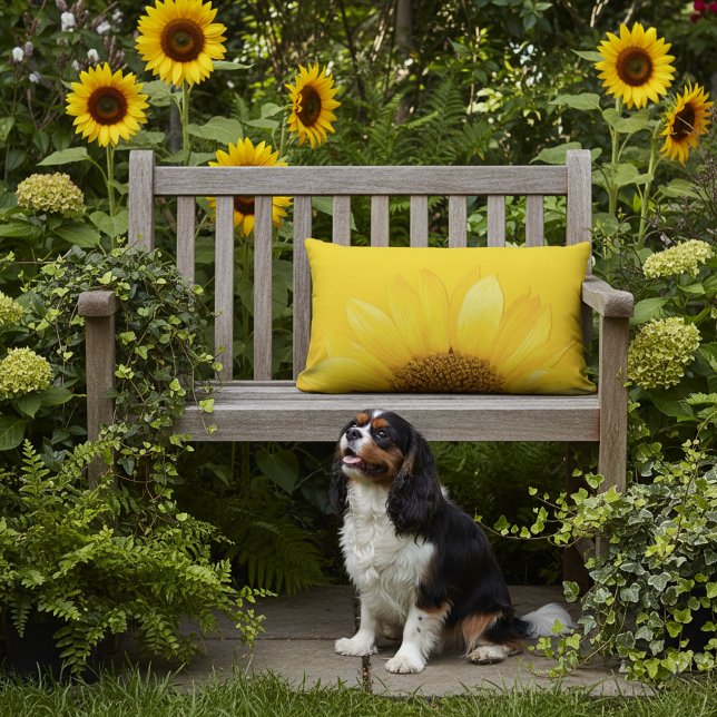 Coussin D'extérieur Tournesol Jaune Lombaire Extérieur Écouteur (Bright yellow sunflower outdoor lumbar pillow. 🌻)