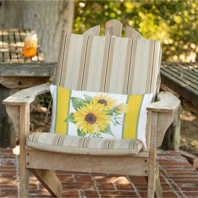 Coussin D'extérieur Tournesols et rayures (Chaise)