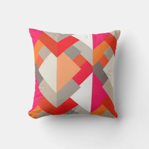 Coussin D'extérieur Triangles Abstraits modernes, Orange, Fuchsia et G