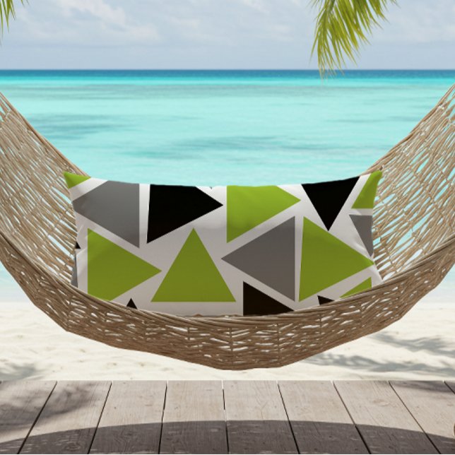 Coussin D'extérieur Triangles Aléatoires Vert Citron Gris Noir Extérie (Créateur téléchargé)