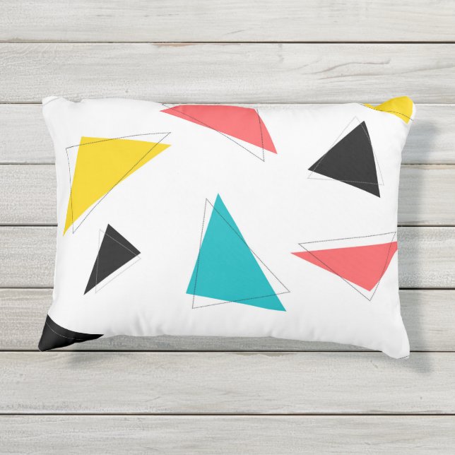 Coussin D'extérieur triangles cool, uniques, tendance, urbains colorés (Dos)