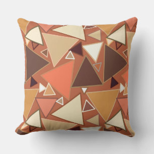 Coussin D'extérieur Triangles Modernes de milieu de siècle, Tan, Marro
