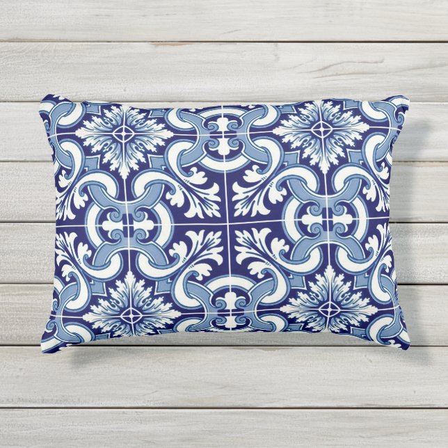 Coussin D'extérieur Tuile bleue portugaise (Devant)