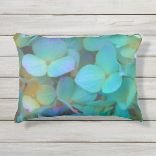 Coussin D'extérieur Turquoise bleu jaune rose hydrangée fleurs florale
