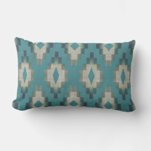 Coussin D'extérieur Turquoise clair bleu vert Taupe gris crème Art tri