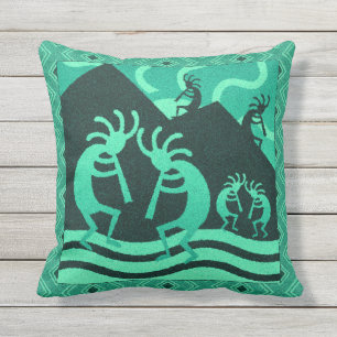 Coussin D'extérieur Turquoise Kokopelli